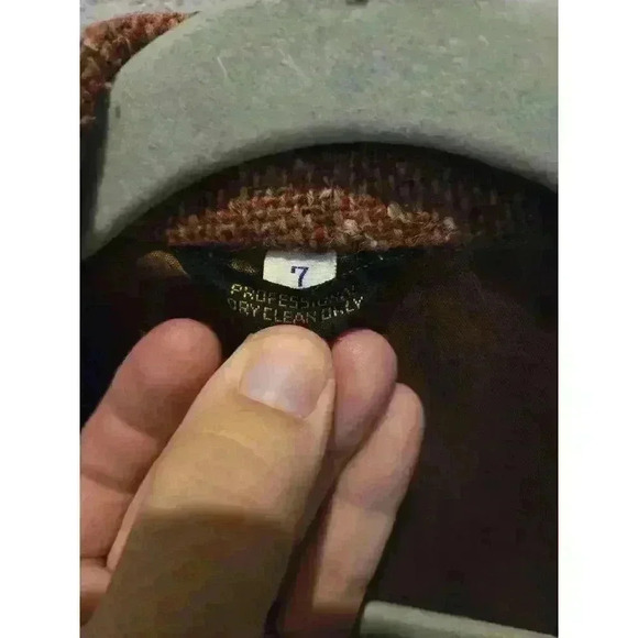 TGIF Women's Vintage Orange Wool Blend Blazer Size 7 Button Closure Y2K - Picture 8 of 10